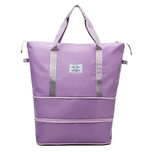 Purple Oxford Cloth Travel Tote Bag Large Foldable Duffel with Handles