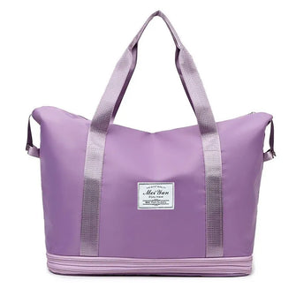 Purple Oxford Cloth Travel Tote Bag Large Foldable Duffel with Handles Lavender One Size