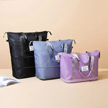 Purple Oxford Cloth Travel Tote Bag Large Foldable Duffel with Handles