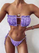 Purple Polka Dot Bikini Set with Removable Padding and Tie Side Bottoms Lavender