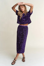 Purple Sequin Slit Midi Skirt for Women