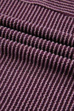 Purple Striped Short Sleeve Ribbed Knit Top for Women Woman T Shirts