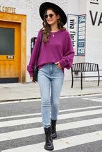 Purple Sweater Pullover for Women Long Sleeve Basic Stretchy Style