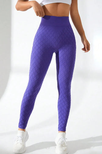 Purple Textured High Stretch Women’s Leggings Blue Purple