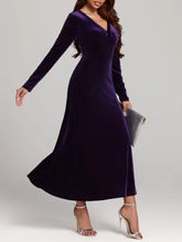 Purple Velvet Long Sleeve Maxi Dress