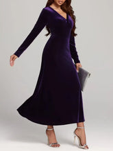 Purple Velvet Long Sleeve Maxi Dress Maxi Dresses