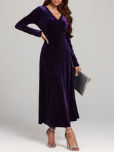 Purple Velvet Long Sleeve Maxi Dress