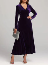 Purple Velvet Long Sleeve Maxi Dress Violet