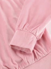 Soft pink velvet pajama sleeve with elasticated cuff on Quarter Zip set