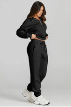 Quarter Zip Top and Drawstring Pants Active Set Black Woman Activewear