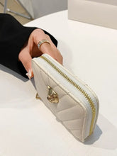 Quilted Cream PU Leather Wallet with Gold Tiger Head Embellishment Wallets