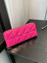 Quilted Patent Leather Wallet Small PU Leather Clutch Hot Pink One Size Wallets
