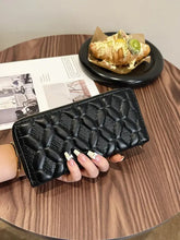 Quilted PU Leather Wallet in White or Black Black Grid One Size Wallets