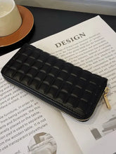 Quilted Rectangular PU Leather Zip Wallets for Women Wallets