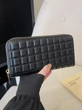Quilted Rectangular PU Leather Zip Wallets for Women Wallets