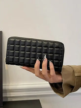 Quilted Rectangular PU Leather Zip Wallets for Women Wallets