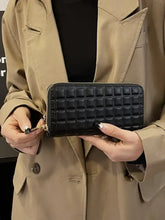 Quilted Rectangular PU Leather Zip Wallets for Women Wallets