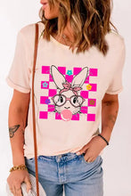 Light pink rabbit round neck short sleeve t-shirt with bunny graphic