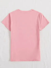 Plain pink Rabbit round neck short sleeve t-shirt