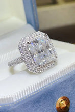 Radiant cut carat moissanite double halo engagement ring in sterling silver