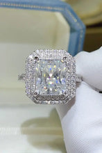 Radiant cut carat moissanite double halo engagement ring in sterling silver