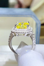 Yellow cushion-cut diamond engagement ring in sterling silver with double halo
