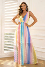 Rainbow Striped Sleeveless Maxi Dress Multicolor