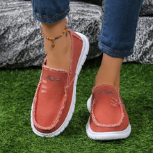 Raw Edge Round Toe Embroidery Flat Slip-Ons Orange Woman Sneakers