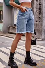 Raw Hem Denim Shorts with Pockets Denim Shorts