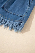 Raw Hem Drawstring High Waist Denim Shorts with Pockets Denim Shorts