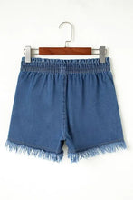 Raw Hem Drawstring High Waist Denim Shorts with Pockets Denim Shorts