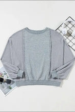 Raw Hem Round Neck Long Sleeve Sweatshirt Woman Sweatshirts