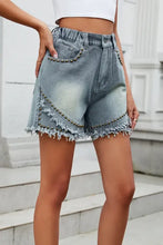 Raw Hem Studded Denim Shorts Denim Shorts