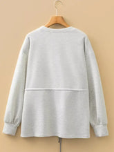 Rawstring waist tunic solid sweatshirt in heather gray with a relaxed fit, slightly stretchy fabric, and machine wash care instructions