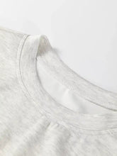 Rawstring waist tunic solid sweatshirt in heather gray cotton with a smooth ribbed neckline and slightly stretchy fabric suitable for machine wash care instructions