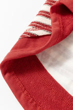 Red and cream stripe johnny collar drop shoulder sweatshirt with striped ankle sock