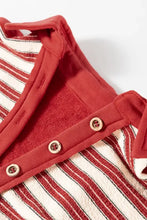 Red and cream stripe johnny collar drop shoulder sweatshirt onesie