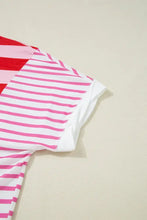 Red and Pink Striped Oversized Beach Cover Up T Shirt