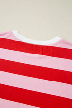 Red and Pink Striped Oversized Beach Cover Up T Shirt