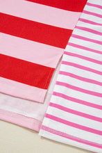 Red and Pink Striped Oversized Beach Cover Up T Shirt
