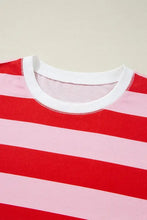 Red and Pink Striped Oversized Beach Cover Up T Shirt