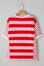 Red and Pink Striped Oversized Beach Cover Up T Shirt
