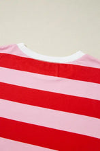 Red and Pink Striped Oversized Beach Cover Up T Shirt