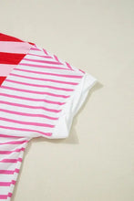 Red and Pink Striped Oversized Beach Cover Up T Shirt