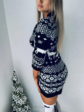 Red and White Christmas Sweater Dress Long Sleeve Length for Women Woman Sweater Dresses