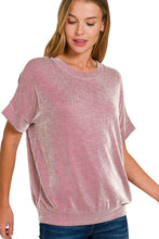 Red and White Corded Rib Short Sleeve T Shirt for Women DK RED