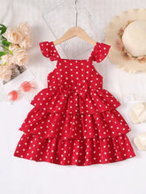 Red and White Polka Dot Tiered Kids Dress with Bow