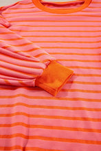 Striped dropped shoulder long sleeve sweatshirt in orange pink stripes
