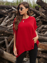 Red Asymmetrical Tunic Top for Women Scarlet One Size