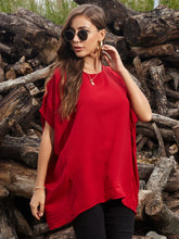 Red Asymmetrical Tunic Top for Women